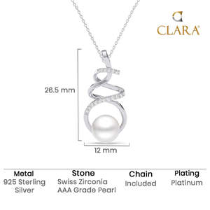 Pendentif papillon plaqué rhodium à facettes diamantées avec perle d'eau douce - Product Image 5