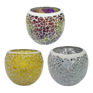 Support artistique de lumière de thé de mosaïque avec la conception en verre réfléchissante multicolore support classique de lumière de thé de mosaïque pour la Table à manger - Product Image 1