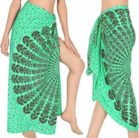 Pareo de Playa Personalizado para Mujer, Estampado de Animales, Verde, con Estampado de Pavo Real y Leopardo, para Bikini, Venta Caliente