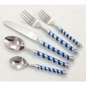 Poignée en résine époxy légère en acier inoxydable, ensemble de couverts en argent sans danger pour les aliments pour la table à manger, vaisselle et couverts - Product Image 6