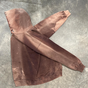 Vêtements de mode vente chaude sweat à capuche personnalisé déchiré Streetwear Style pull en détresse sweats à capuche pour hommes coton polaire lavé à l'acide - Product Image 3