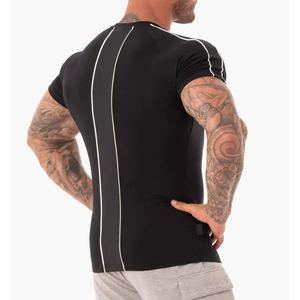 Camiseta de manga corta de algodón personalizada al por mayor, camiseta en blanco deportiva para gimnasio ajustada para hombre, camisetas de manga corta para culturismo para hombre - Product Image 3