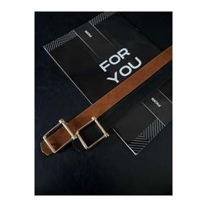 Square <b>Buckle</b> Women's <b>Belt</b>, Trouser <b>Belt</b>, Jacket <b>Belt</b>, Dress <b>Belt</b> - Black-Tan - Product Image 2