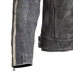 Chaqueta de Cuero Genuino Roja Cortavientos para Hombre Yuchen, Estilo NASCAR, con Parche de Logotipo Personalizado, Diseño Sólido - Product Image 6