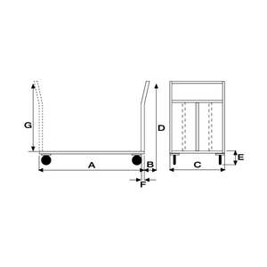 Medium Steel Platform 500x800mm 4 Solid Swivel <b>Casters</b> 2 with Brakes PP Polyurethane Rubber Material - Product Image 2