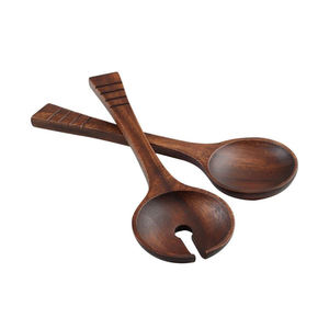 Juego de 2 herramientas de ensalada de madera de acacia marrón oscuro, utensilios de servicio de lujo hechos a mano para el hogar, Hotel, restaurante, eventos de noche de boda - Product Image 1