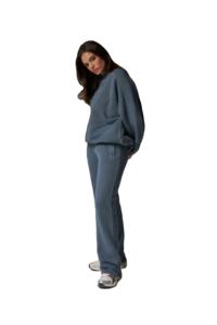 Sudadera azul de gran tamaño para mujer, Sudadera larga con detalle de costura clásica, sudadera de entrenamiento informal con patrón sólido para la temporada de otoño - Product Image 5