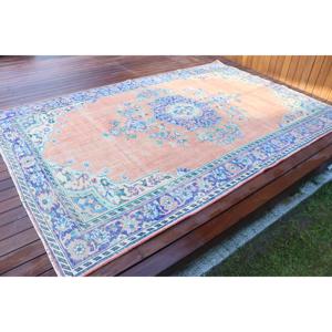 Alfombra Turca Vintage de 6.2x9.5 pies (190x289 cm), Alfombra de Lana Rosa - Product Image 2