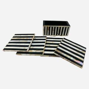 Mother of Pearl <b>Coasters</b> <b>White</b> Honeycomb Inlay Custom Colored Bone Inlay <b>Coaster</b> Set of 4 Real Bone Inlay <b>Coasters</b> - Product Image 6