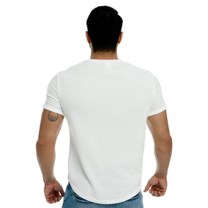 Camiseta informal de gran tamaño de algodón 100% con logotipo serigrafiado de alta calidad, camiseta de tela de punto con patrón de Color sólido de talla grande para hombre - Product Image 2
