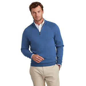 Men's 100% Cotton Quarter-Zip Sweater with Soft Rib <b>Mock</b> <b>Neck</b> Cotton Stretch 1/4-Zip Sweater - Product Image 1