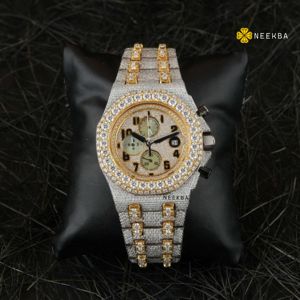 Montre chronographe Moissanite-Statement Bling Watch, Montre Moissanite Testeur de diamants Pass, Montre Moissanite faite à la main d'Inde - Product Image 2