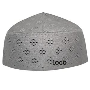 Musulmán islámico estirable para hombre hecho a mano ganchillo algodón negro impresión moda tejido Kufi Koofi musulmán gorra sombrero para hombres - Product Image 4
