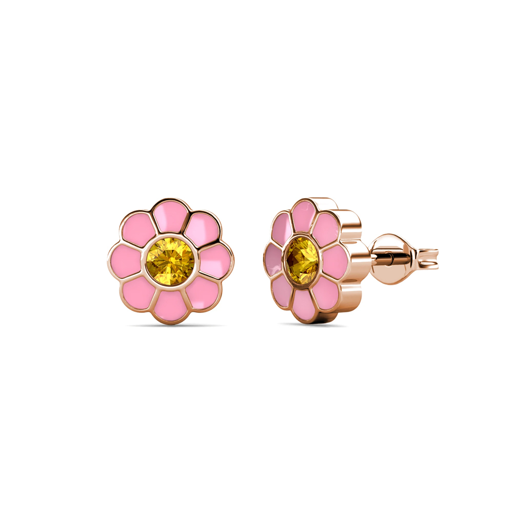 Orecchini per bambina in ottone placcato oro rosa 18k