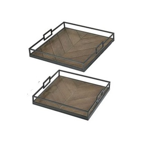 Juego de 2 bandejas de madera de tamaño y forma personalizados, bandeja para servir té y café de diseño elegante para accesorios de cocina y mesa - Product Image 1