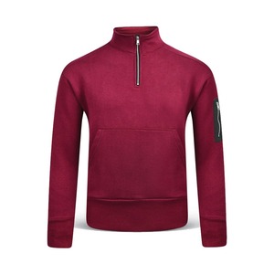 Haute qualité hommes marron quart demi fermeture éclair sweat 480 GSM polaire classique Vintage col montant à capuche pour l'hiver 2025 - Product Image 4