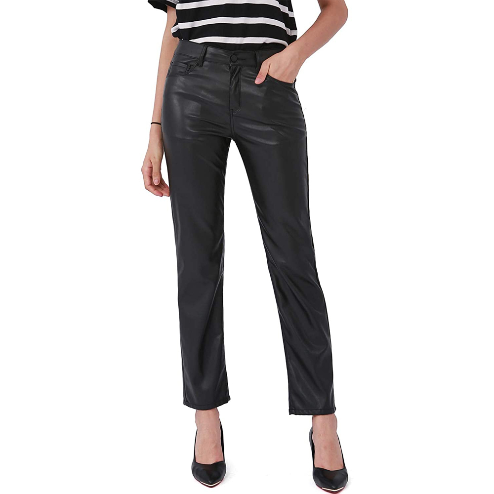 High Quality OEM Design Womens Leather Pants Comfortable Stylish with Beading Decoration Perfect Fit for Winter Wholesale Price