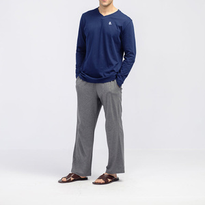 T-shirt en coton à manches longues pour homme, col en V, t-shirt à col en V, logo personnalisé, t-shirt à manches longues pour homme, col en V - Product Image 2