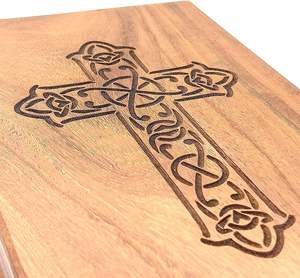 Urne en bois pour cendres humaines belles funérailles pour cendres palissandre décorative urne de crémation boîte gravée conception de croix - Product Image 5