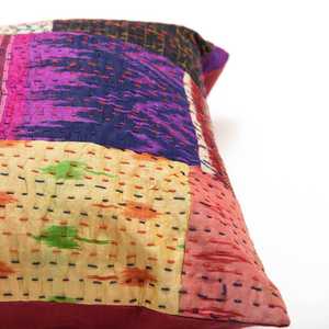 Indian Handmade Decorative <b>Pillow</b> for Couch Hand Stitching Living Room Indian Vintage Bohemian Patchwork Cushion Cover - Product Image 2