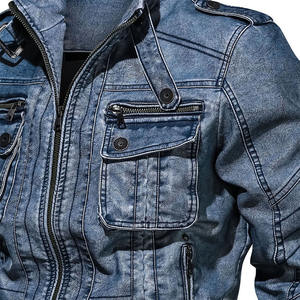 Blouson bomber en denim vintage respirant à col montant et à capuche pour homme, automne 2025 - Product Image 5