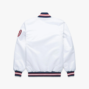 Veste bomber en satin de style universitaire d'hiver, épaisse, brodée, design baseball, col montant, traitement teinté - Product Image 2
