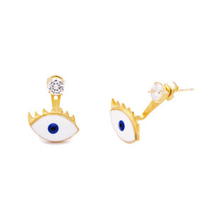 Shell Eye Design Clair CZ Pierre Oreille Vestes Femme Boucles D'oreilles En Gros À La Main 925 Bijoux En Argent Sterling - Product Image 2