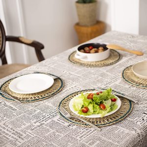 Elegante cargador de paja placas algas marinas mantel blanco decorativo cena rafia natural manteles placa estera - Product Image 5