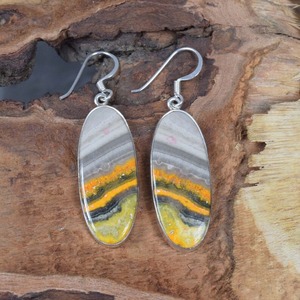 Bumble Bee Jasper Gemstone Best Design for Women 925 Solid <b>Sterling</b> <b>Silver</b> <b>Dangle</b> <b>Earrings</b> Part of Fine Jewelry Collection - Product Image 3