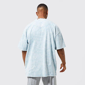 T-shirt pour homme en coton biologique 2025, lavage à l'acide, vente en gros, logo personnalisé, épaules tombantes, surdimensionné, t-shirt vierge, prix bas - Product Image 2