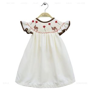 <b>White</b> Bishop Smock <b>Dress</b> <b>for</b> <b>Girls</b> Hand Embroidered Round Neck with 100% Luxe Cotton Fabric OEM ODM Service Available - Product Image 1