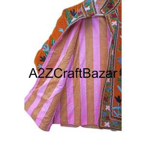 Chaqueta Bomber Suzani de Punto Floral Bohemia Bordada a Mano con Forro de Algodón, Abrigo de Invierno y Primavera Hecho a Mano para Mujer - Product Image 5