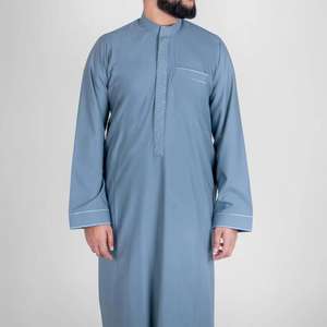 Robe de caftans arabes islamiques pour hommes avec logo personnalisé d'usine pour Eid Dubai Ramadan vêtements quotidiens vêtements musulmans Abaya brodés pour hommes - Product Image 1