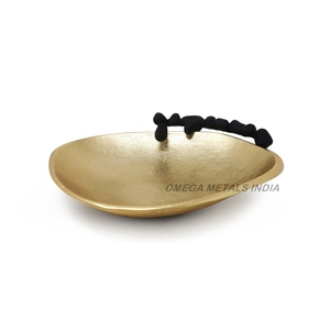 ชามตกแต่งโลหะสีทองสีดำสุดฮิตพร้อมผิวหินอ่อนรูปทรงกระบอกหรูหราทันสมัยเน้นสำหรับรับประทานอาหารและจัดแสดง - Product Image 4