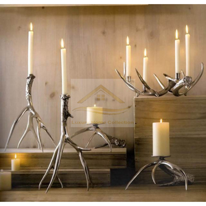 New Home and Garden Metal Candle Stand <b>Set</b> of 3 Wax Jars and Candle Holders Black and Silver Color <b>Dinnerware</b> Tabletop Lightning - Product Image 3