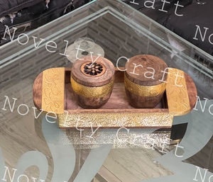 Wholesale Arabic Wooden Bakhoor <b>Incense</b> Burner Set Brass Oud Mubkhara <b>Cone</b> for Religious Use Aromatherapy Diffuser <b>Incense</b> - Product Image 2