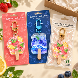 Llavero personalizado de acrílico transparente con diseño de paleta de fruta, impreso UV a doble cara, con palo de madera, colgante para bolso, venta al por mayor, fabricación OEM ODM - Product Image 2
