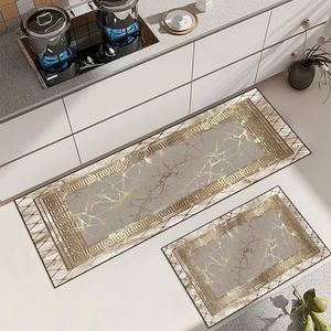 Ensemble de tapis de cuisine antidérapants modernes et personnalisés, séchage rapide, absorbant, dessus en fibre synthétique, base en caoutchouc, dessus en fibre synthétique - Product Image 1