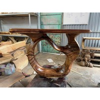 Table Console Moderne en Bois Massif Faite à la Main, Meuble d'Entrée de Salon pour Villa, Cadeau de Création de Maison