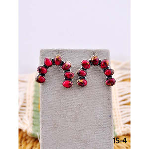 Southwest-Style Rose Dahlia & Garnet Bezel-Set Earrings with Sterling <b>Silver</b> <b>Studs</b> - Product Image 4