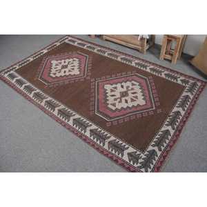 Turkish 4.5x7.6 ft Rug, Area Vintage Rug, <b>Brown</b> Red Moroccan <b>Wool</b> Rug - Product Image 4