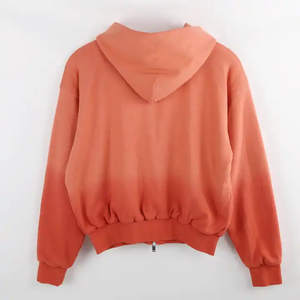 Vente en gros de sweat-shirts à capuche zippés épais en molleton français unisexe, uni, blanc, dégradé, tie-dye, double couche - Product Image 4