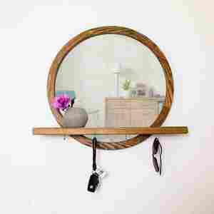 New Design Design & Crafted Custom <b>Mirror</b> Round Round <b>Wooden</b> Frame Indian Exporter With Export Quality - Product Image 5