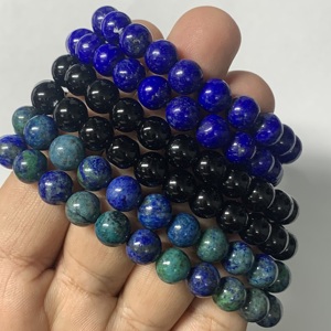 สร้อยข้อมือลูกปัดพลอยนิลสีดำธรรมชาติ8มม. ยืดหยุ่นปรับได้คุณภาพสูงสร้อยข้อมือลูกปัดสีดำนิล - Product Image 5