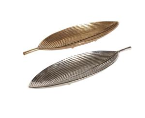 Bandeja decorativa de aluminio con asas de hojas Accesorio para el hogar y regalo de boda para Decoración - Product Image 2