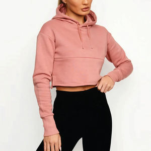 Sudadera corta con capucha para mujer con diseño de cremallera Logotipo bordado Color sólido Top corto de manga larga disponible Todos los colores Invierno - Product Image 5