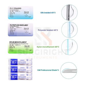 ชุดฝึกหัดเย็บแผลสำหรับนักศึกษาแพทย์ เครื่องมือผ่าตัดเหล็ก รับประกัน 1 ปี รวมแผ่นฝึกเย็บแผล ชุดฝึกหัดตัดแผล - Product Image 3