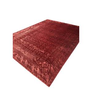 Aalam Hand Knotted Wool & <b>Silk</b> Rugs <b>Red</b> & Orange Floral Pattern for Home & Car Rectangle Pae-6166 Room Rug Puzzle Hallway Models - Product Image 2