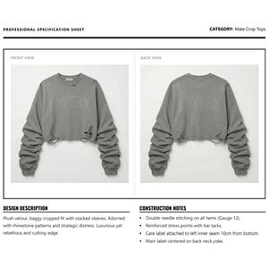 Camiseta Corta Holgada de Algodón 100% para Hombre, Estilo Punk con Pedrería Personalizada, Manga Regular, Estilo Urbano Ecológico, Y2K - Product Image 6