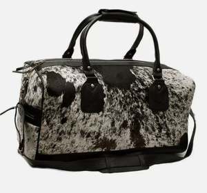 Bolsa de lona de cuero de vaca Hair On Bolsa de viaje de cuero Weekender - Product Image 3